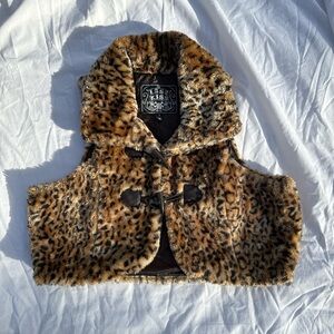 Last Kiss Leopard Print Faux Fur Vest